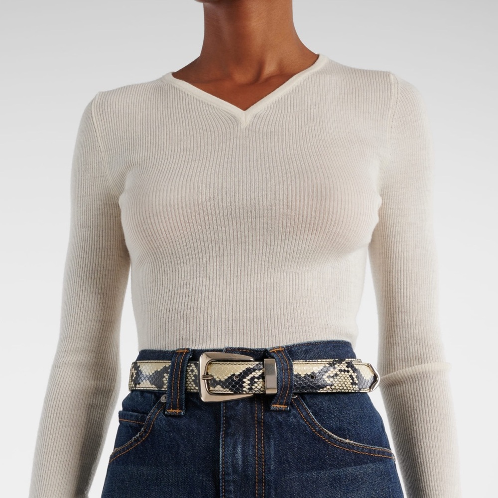 KHAITE Bruno Snake-Effect Leather Belt